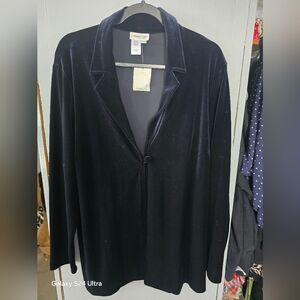 Women's Coldwater Creek Midnight Blue Velvet Jacket * Blazer * Sz 18 * NWOT